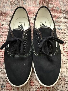 Vans Black Low-Top Canvas Sneakers with White Soles